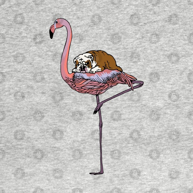 Flamingo and English Bulldog by huebucket